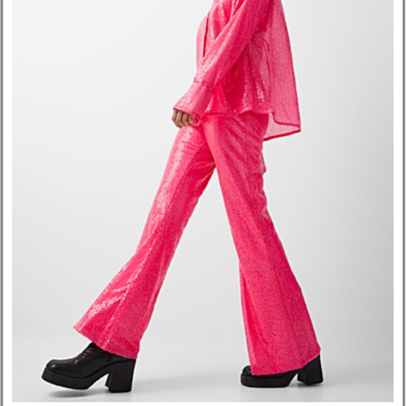 Main Strip Barbiecore pink sequins flared pants NWT - Picture 11 of 11
